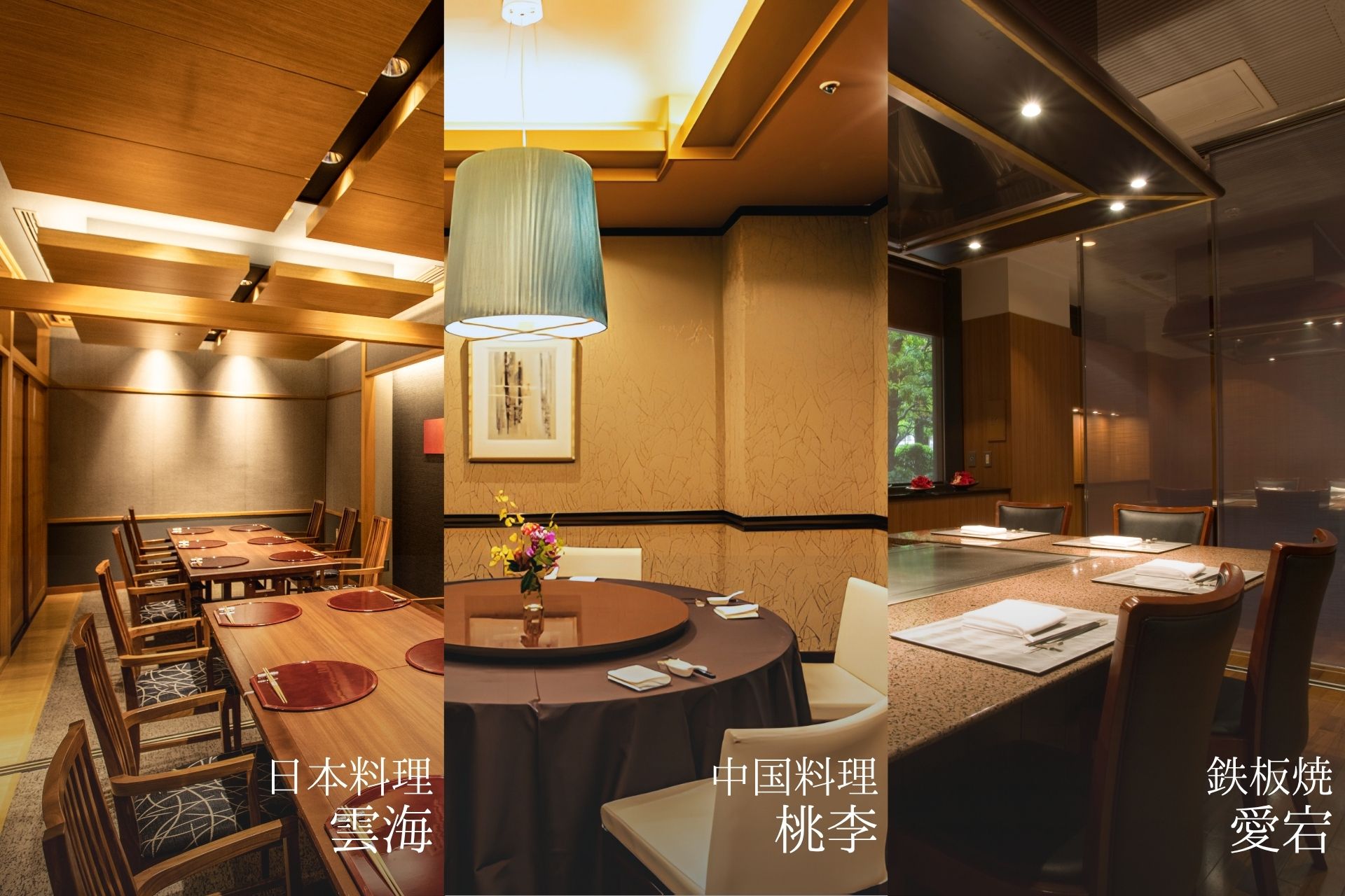 【日本料理 雲海／中国料理 桃李／鉄板焼 愛宕】個室確約プラン